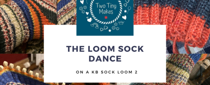 the loom sock dance title with lots of pictures of the loom sock I made