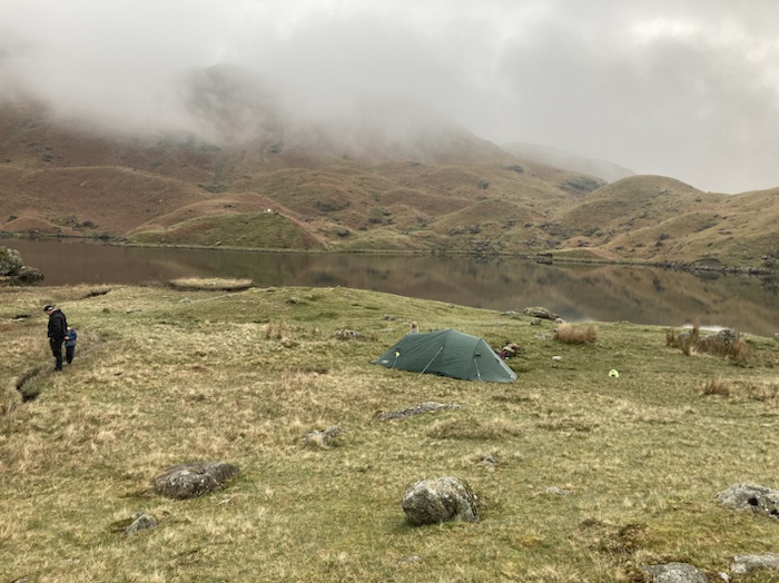 picture of a tent in the hills at Easedale Tarn Grasmere