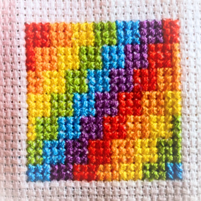 Tiny Rainbow Cross stitch squares tiny squares