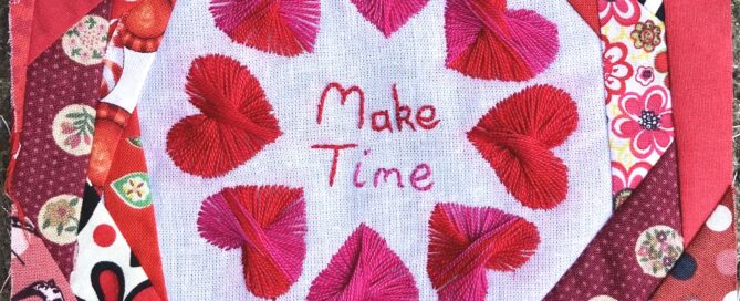 Make Time Embroidered quilt block
