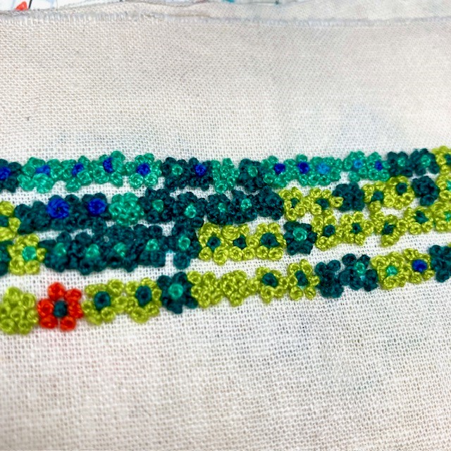 A Temperature quilt using french knots